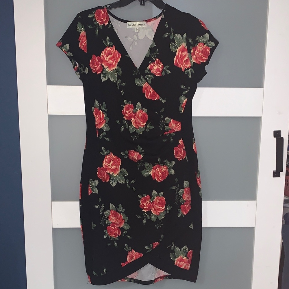 Almost Famous Black and Red Floral Mini Dress